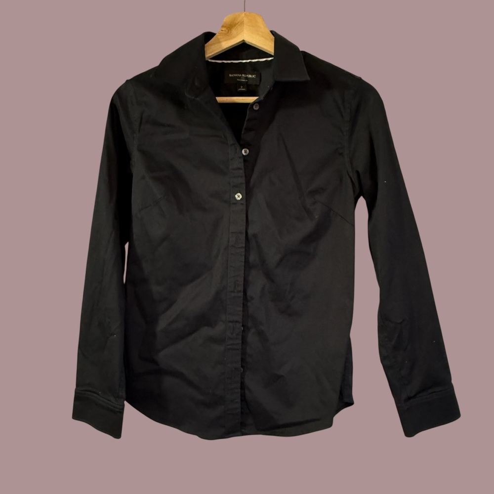 Banana Republic Black Tailored Easy Care Shirt